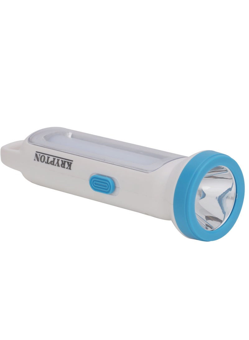 كريبتون Krypton مصباح يدوي وفانوس LED قابل لإعادة الشحن | KNFL5439 | مصباح كشاف محمول وخفيف الوزن | شحن USB | مصباح LED عالي الطاقة 3 وات | عمل مستمر لمدة 8 ساعات | حماية الشحن الزائد | أبيض | ضمان لمدة سنتين - Image 2