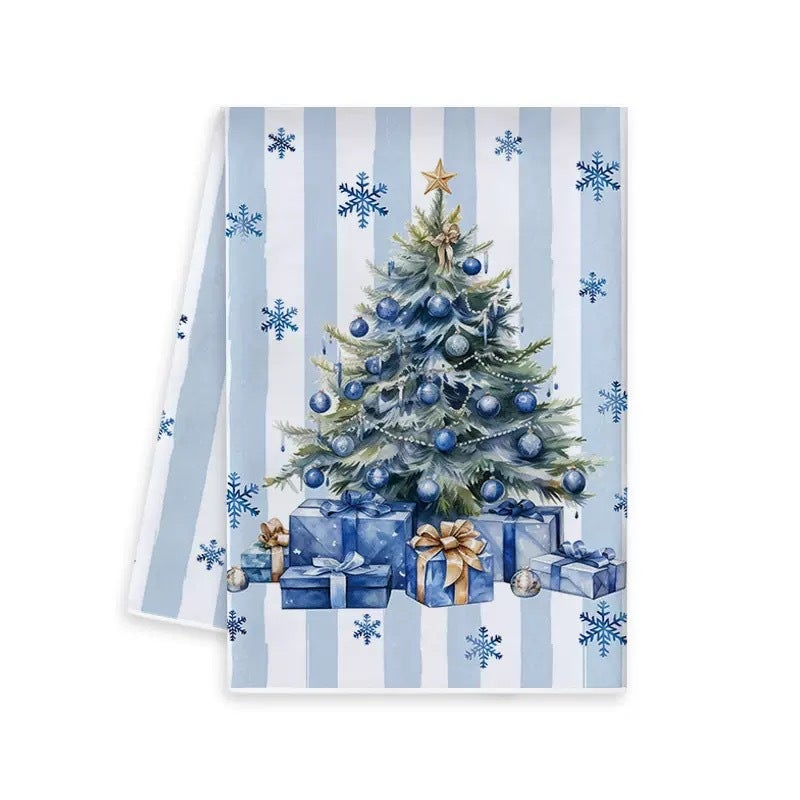 Labelable Christmas Kitchen Dish Towel Red Christmas Printed Dining Table Decorative Holiday Towel - Image 1