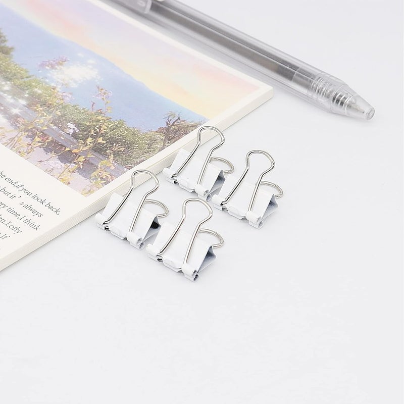 YCVIORING Mini Binder Clips, Paper Clip, Small Paper Clamps 15mm (5/8 inch), 100 Pack Micro Size Office Clips for Home School and Business (White) - Image 3