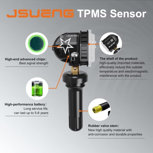 Jsueng TPMS Sensor GM, Tire Pressure Monitoring System Sensor TPMS for Buick Chevy Silverado Cadillac GMC, 315mhz Tire Sensor Replaces 13598771 13598772 13586335 13581558 4-Pack - Image 4