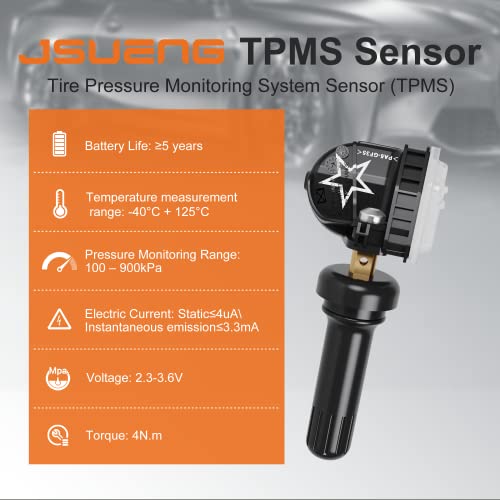Jsueng TPMS Sensor GM, Tire Pressure Monitoring System Sensor TPMS for Buick Chevy Silverado Cadillac GMC, 315mhz Tire Sensor Replaces 13598771 13598772 13586335 13581558 4-Pack - Image 3
