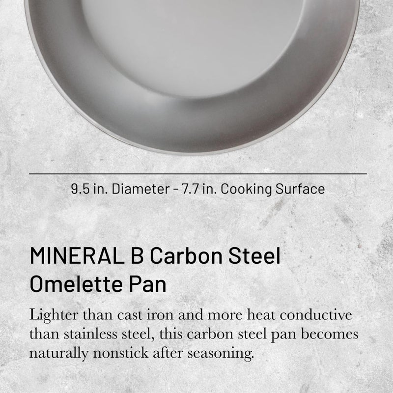 De Buyer MINERAL B Carbon Steel Omelette Pan - 9.5â€ Diameter, 7.7â€ Cooking Surface - PFAS, PFOA & PFOS Free - Made in France - Image 2