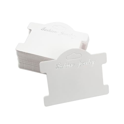 Creaides 100pcs Jewelry Display Cards - Bracelet Necklace Earrings Hanging Cards (3.82x2.95 in, White) - Image 1