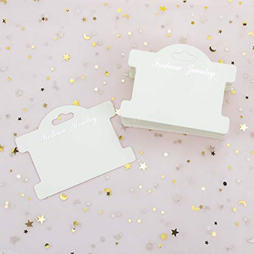 Creaides 100pcs Jewelry Display Cards - Bracelet Necklace Earrings Hanging Cards (3.82x2.95 in, White) - Image 3