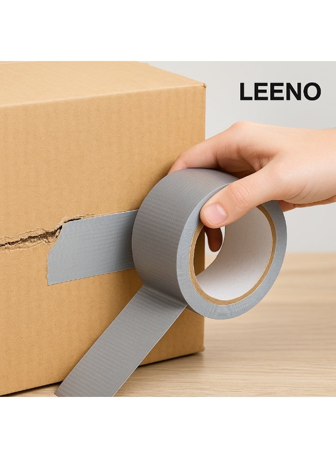 LEENO Heavy Duty Duct Tape Silver 50mm × 25m – Strong Cloth Adhesive Tape for Packaging, Repair, and Sealing – Industrial Strength Waterproof Tape for Home, Office, and Workshop Use - Image 2