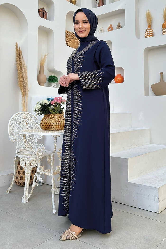Bym Fashion Sequined Vest Dress Suit 8498 Navy Blue  - Image 3