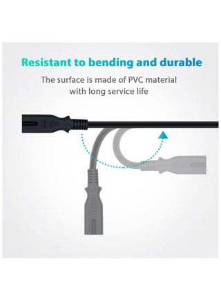 1.8m Uk Power Cable (Iec320c7 to Bs 1363) C7 Figure 8 Power Lead, Ps4 Power Cable, Kettle Lead/Power Cord Compatible with Samsung Lg Philips Toshiba TV/Printer/Ps4/Ps3/Ps - view 3