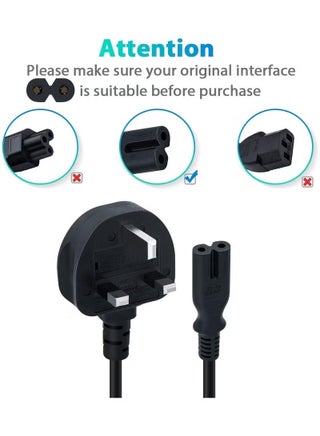 1.8m Uk Power Cable (Iec320c7 to Bs 1363) C7 Figure 8 Power Lead, Ps4 Power Cable, Kettle Lead/Power Cord Compatible with Samsung Lg Philips Toshiba TV/Printer/Ps4/Ps3/Ps - view 5