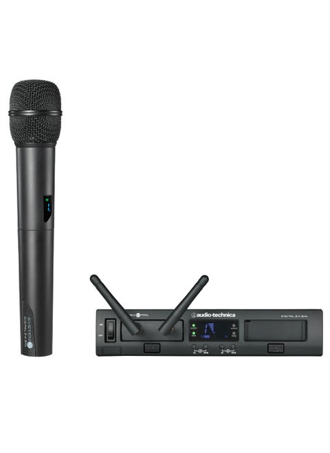 System 10 PRO Digital Wireless System with ATW-T1002 Handheld Microphone and Transmitter, ATW-RC13 Rackmount Chassis, and ATW-RU13 Receiver Unit