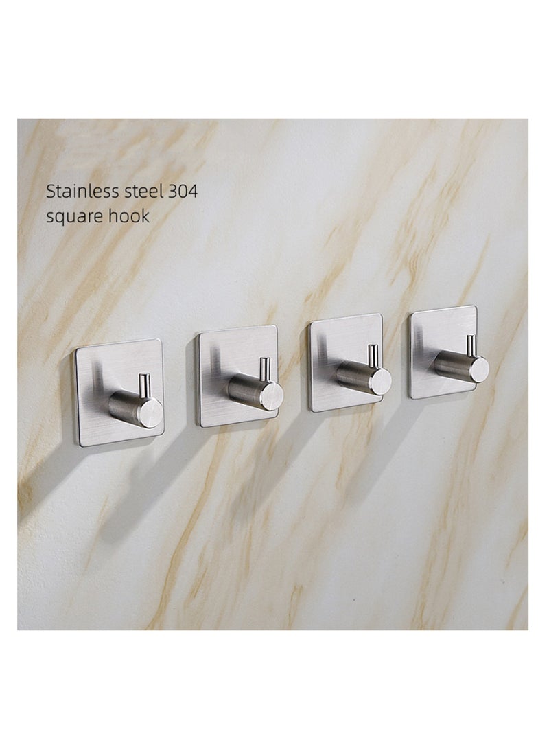 NOVOLAN Wall Hooks Heavy Duty 8 Pack Adhesive Hooks Stainless Steel Hangers Nail Free Utility Hooks, Self Adhesive Hooks for Hanging Clothes Towel Calendar Available For Bathroom Home Kitchen (Silver) - Image 3