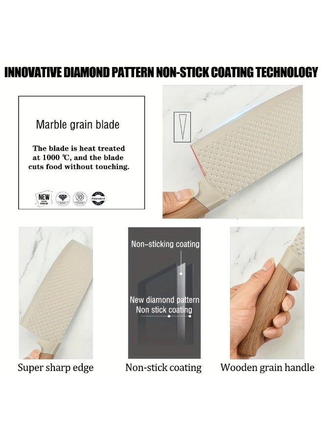 6 قطعة سكين مطبخ ، مقبض خشبي ، ومن ناحية مزورة الفولاذ المقاوم للصدأ شفرة ، سكين مطبخ ، مقص ، سكين تقشير ، هدية مربع مجموعة ، اكسسوارات المطبخ ، ومناسبة لجميع أنواع هدايا العيد - Image 4