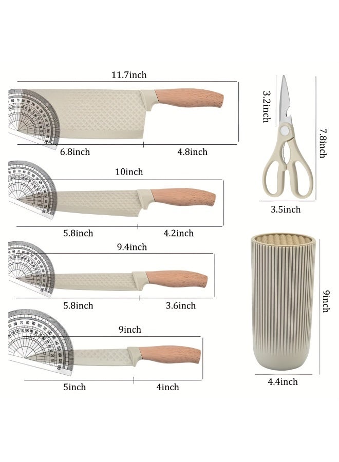 6 قطعة سكين مطبخ ، مقبض خشبي ، ومن ناحية مزورة الفولاذ المقاوم للصدأ شفرة ، سكين مطبخ ، مقص ، سكين تقشير ، هدية مربع مجموعة ، اكسسوارات المطبخ ، ومناسبة لجميع أنواع هدايا العيد - Image 2