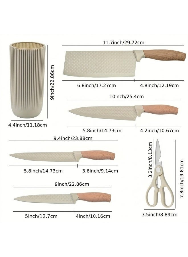 KUNSION 6 Piece Kitchen Knife Set with Block - Sharp Non-Stick Blades with Ergonomic Handles for Home Cooking - Image 2