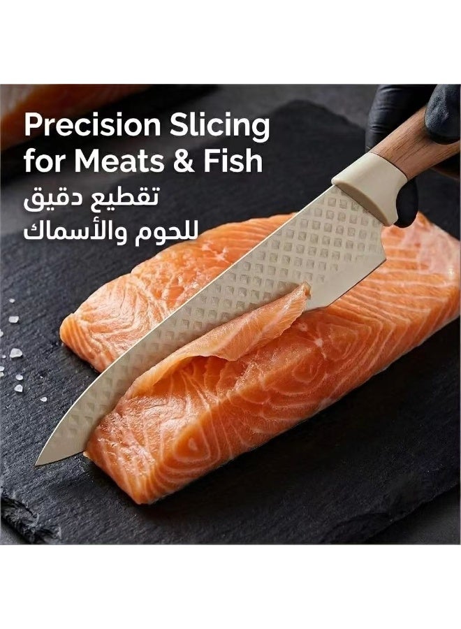 KUNSION 6 Piece Kitchen Knife Set with Block - Sharp Non-Stick Blades with Ergonomic Handles for Home Cooking - Image 3
