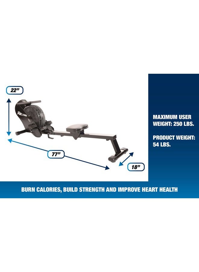 Stamina (Black) - ATS Air Rower Rowing Machine LCD Monitor Dynamic Air Resistance Folding Design Tone Muscle and Improve Heart Health - Image 3