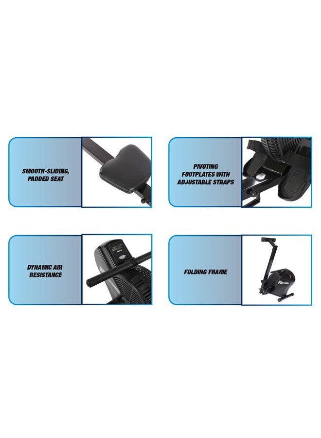 Stamina (Black) - ATS Air Rower Rowing Machine LCD Monitor Dynamic Air Resistance Folding Design Tone Muscle and Improve Heart Health - Image 5