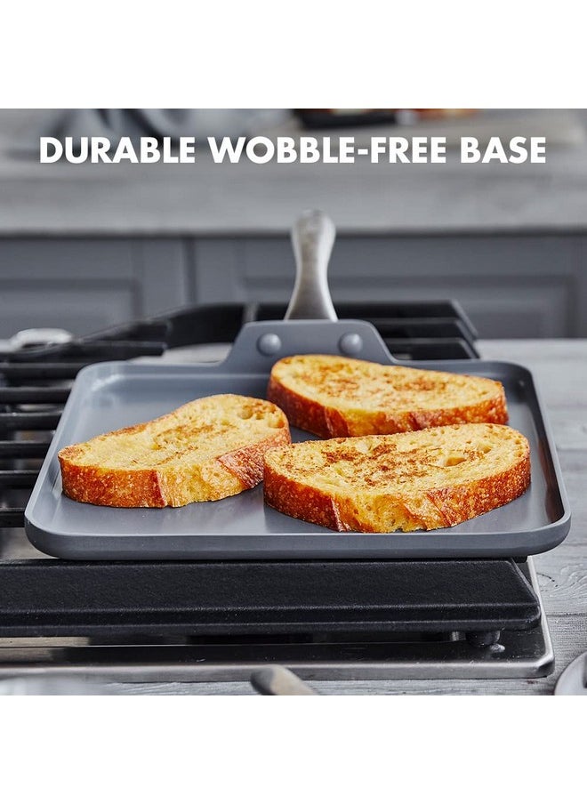 Greenpan GreenPan Lima Hard Anodized 11” Square Griddle Pan, Ceramic Nonstick, PFOA PFAS-Free Nontoxic Pots and Pans, Oven & Broiler Safe, Stainless Steel Handle, Cookware for Eggs & Omelet, Gray  - Image 2