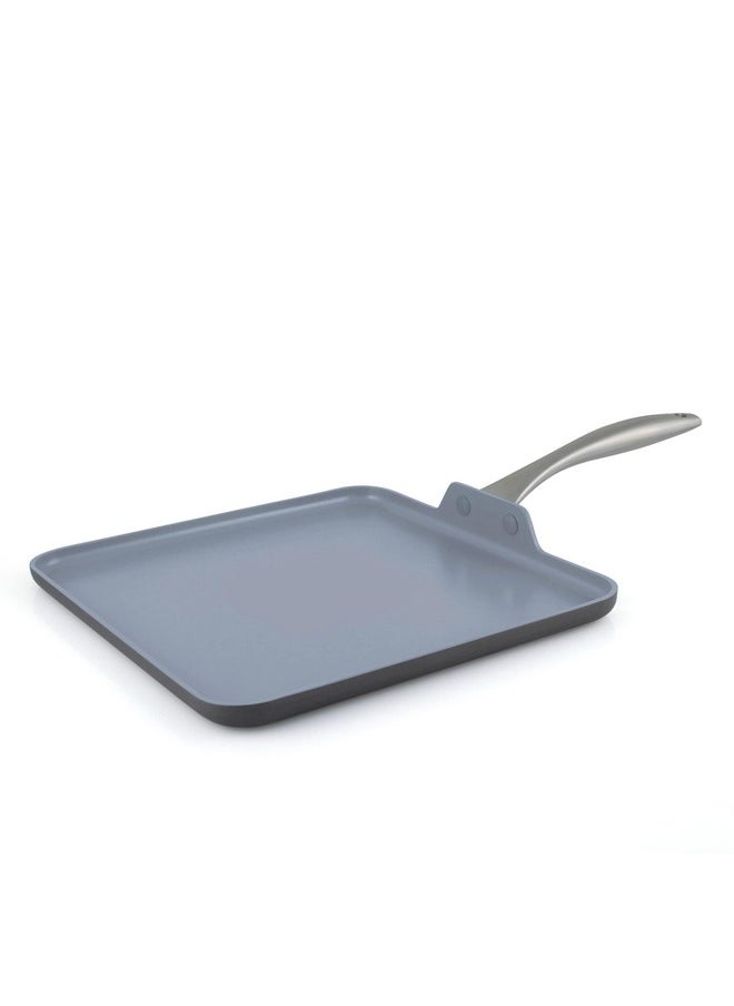 Greenpan GreenPan Lima Hard Anodized 11” Square Griddle Pan, Ceramic Nonstick, PFOA PFAS-Free Nontoxic Pots and Pans, Oven & Broiler Safe, Stainless Steel Handle, Cookware for Eggs & Omelet, Gray  - Image 1