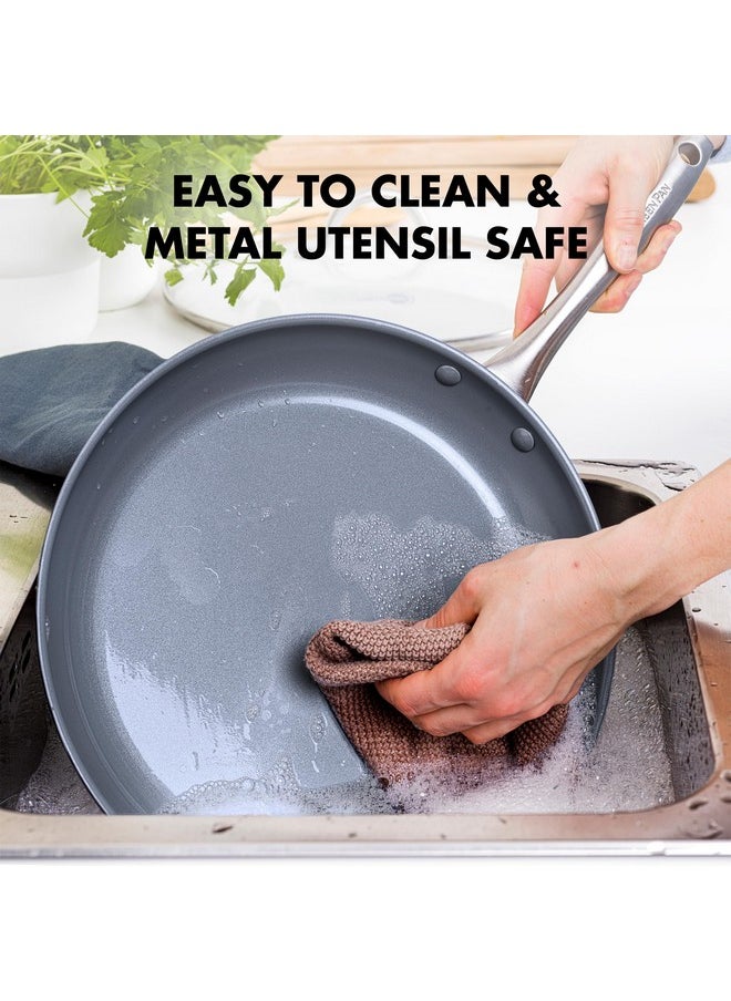 Greenpan GreenPan Lima Hard Anodized 11” Square Griddle Pan, Ceramic Nonstick, PFOA PFAS-Free Nontoxic Pots and Pans, Oven & Broiler Safe, Stainless Steel Handle, Cookware for Eggs & Omelet, Gray  - Image 4