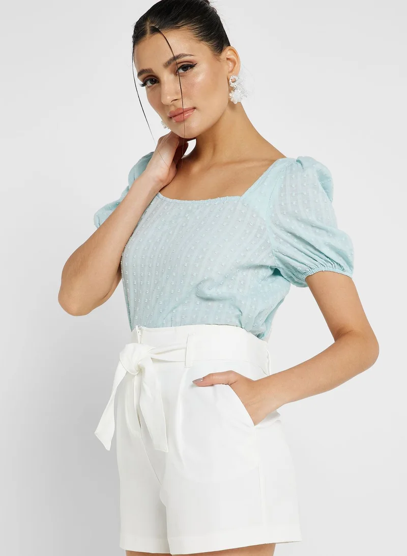 Ginger Tie Back Textured Blouse