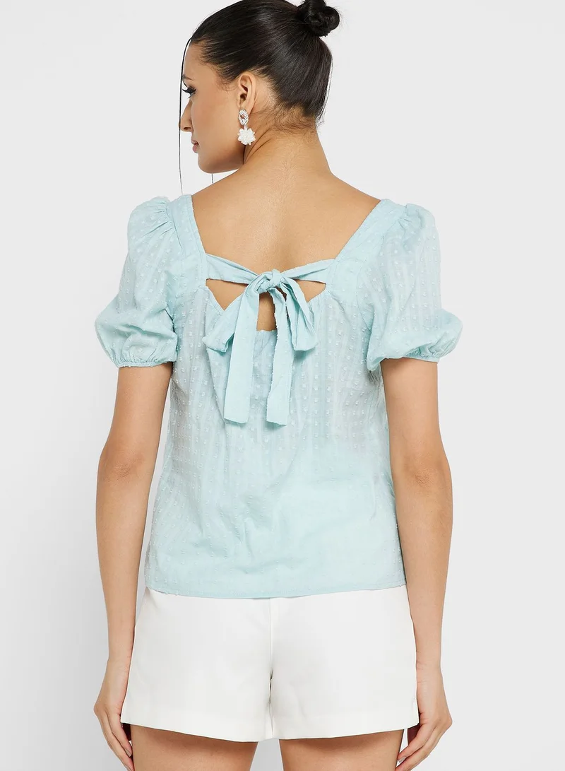 Ginger Tie Back Textured Blouse
