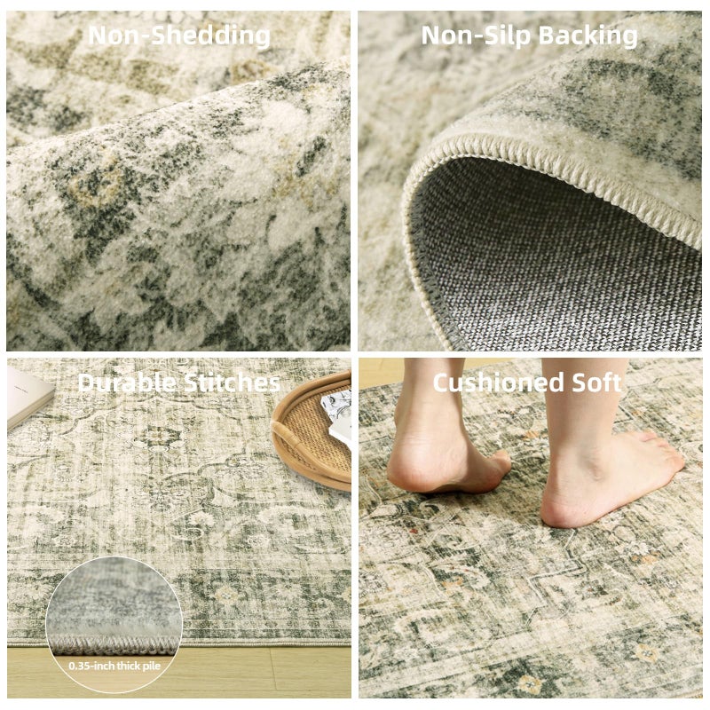 palohom 2x6 Washable Rug Runners for Hallways: Kitchen Runner Rug with Rubber Backing Non Slip Soft Faux Wool Low Pile Non Shedding Carpet Runners for Entryway Bedroom Foyer Bathroom Home Office Indoor - Image 3