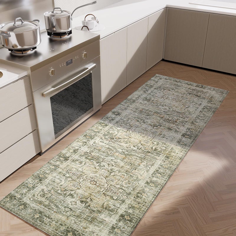 palohom 2x6 Washable Rug Runners for Hallways: Kitchen Runner Rug with Rubber Backing Non Slip Soft Faux Wool Low Pile Non Shedding Carpet Runners for Entryway Bedroom Foyer Bathroom Home Office Indoor - Image 1