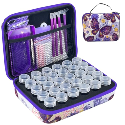 LIRUNQIU Diamond Painting Storage Containers, 30 Slots Diamond Art Accessories and Tools Kits Storage Box(Purple) - Image 1