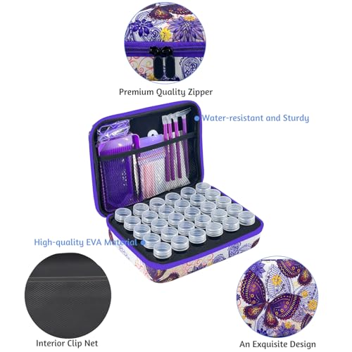 LIRUNQIU Diamond Painting Storage Containers, 30 Slots Diamond Art Accessories and Tools Kits Storage Box(Purple) - Image 2