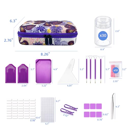 LIRUNQIU Diamond Painting Storage Containers, 30 Slots Diamond Art Accessories and Tools Kits Storage Box(Purple) - Image 5