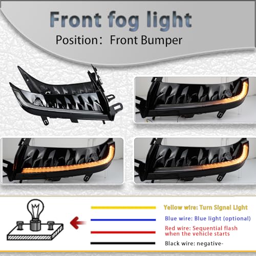 PGTOPONE Switchback White/Amber LED Front Bumper Fog Light Daytime Running Lamp Amber Sequential Turn Signal Light Feature Compatible with Toyota Camry 2025 SE XSE Replacement Front Bumper Trim - Image 2