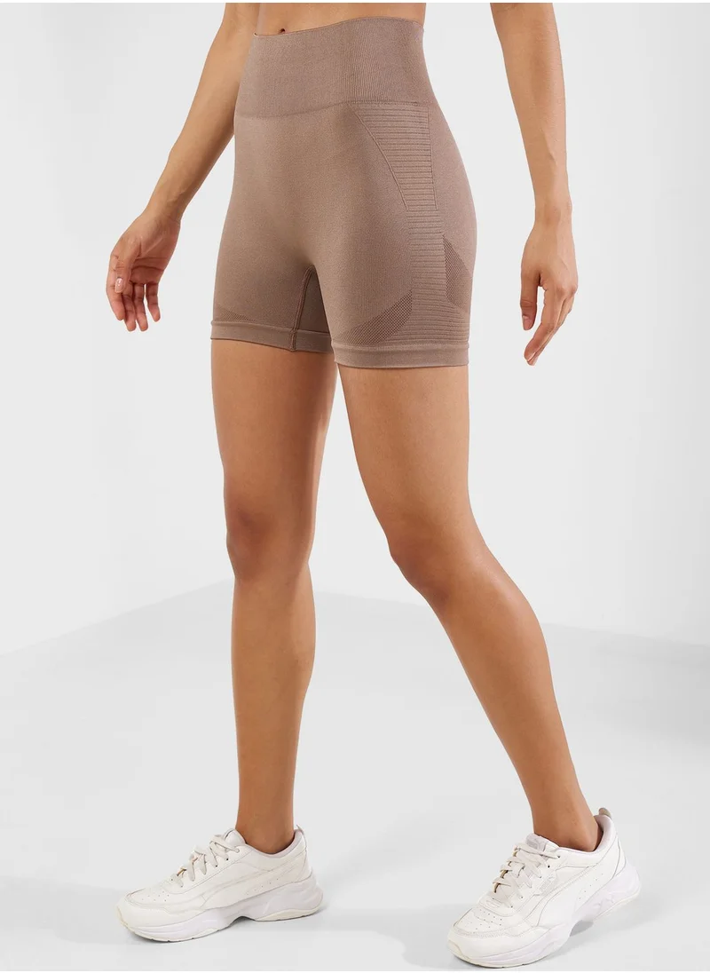 FRWD Ribbed Contrast Panel Sports Bra & Shorts Set