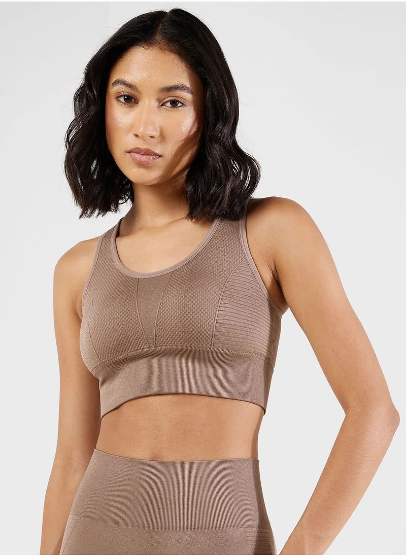 FRWD Ribbed Contrast Panel Sports Bra & Shorts Set