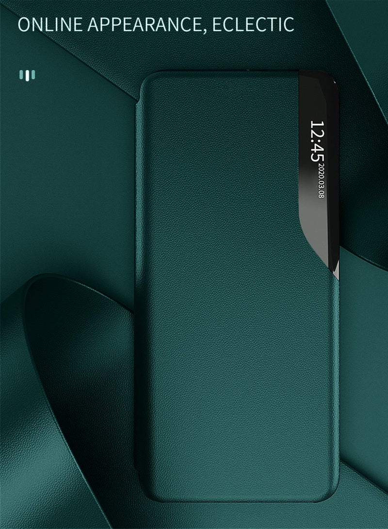 Wtech Smart Mirror Window Flip Phone Case Auto Sleep Wake Cover For Samsung Galaxy S24 Plus / S24+ 5G 2024 Dark Green - Image 4