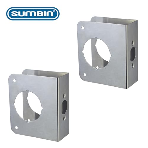 SUMBIN Door Guard Reinforcer 134 Door Thick with 238 Backset 218 Bore Door Guard in Stainless Steel Finish 2PCS - Image 3