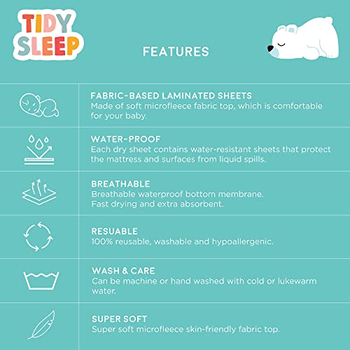 Tidy Sleep Instadry Anti-Piling Fleece Extra Absorbent Quick Dry Sheet for New Born Babies, Cotton Bed Protector Mattress Pack of 2 Sky Blue-Navy Blue Large (140x100) cm - Image 5
