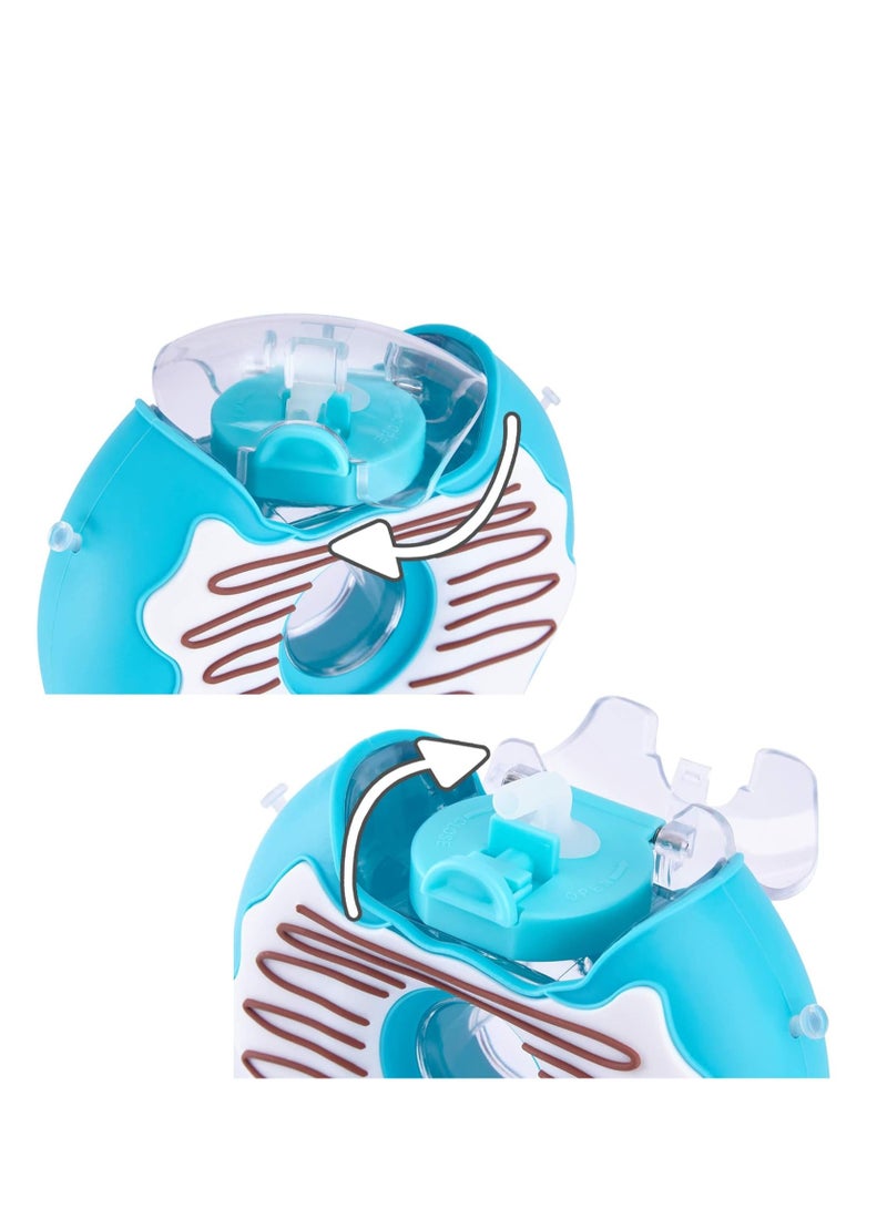 سيوسي زجاجة مياه للأطفال، زجاجة مياه دونات مع ماصة للأطفال، كوب رياضي خالٍ من مادة BPA ومانع للتسرب مع ماصة، زجاجة مياه للأطفال الصغار مع حزام كتف للأماكن الخارجية والمدرسة (أزرق) - Image 4