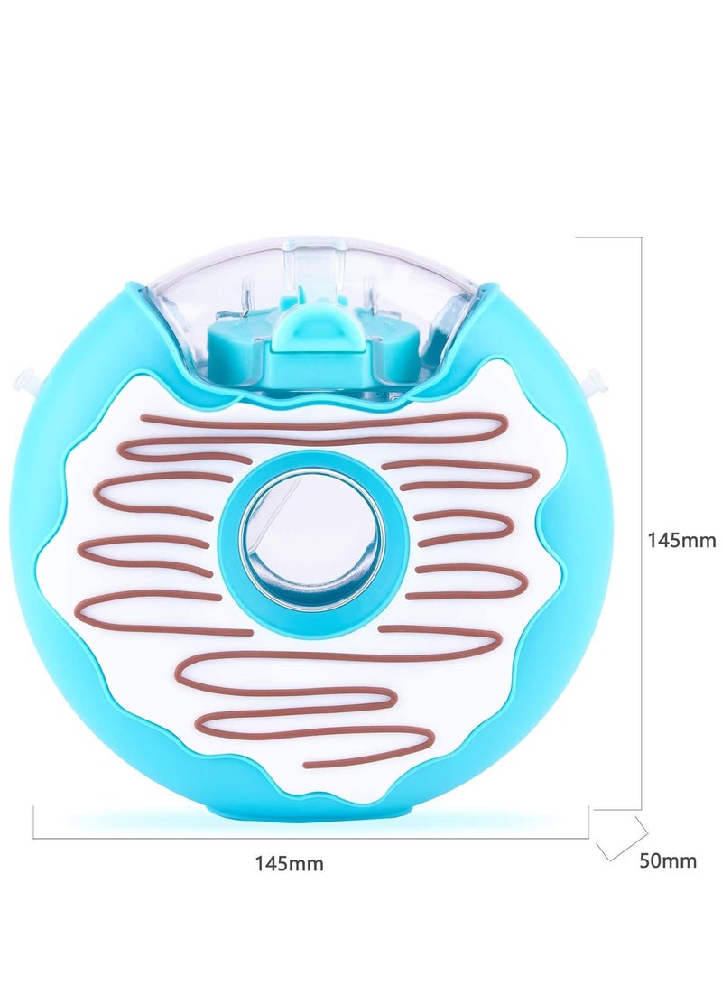 سيوسي زجاجة مياه للأطفال، زجاجة مياه دونات مع ماصة للأطفال، كوب رياضي خالٍ من مادة BPA ومانع للتسرب مع ماصة، زجاجة مياه للأطفال الصغار مع حزام كتف للأماكن الخارجية والمدرسة (أزرق) - Image 5