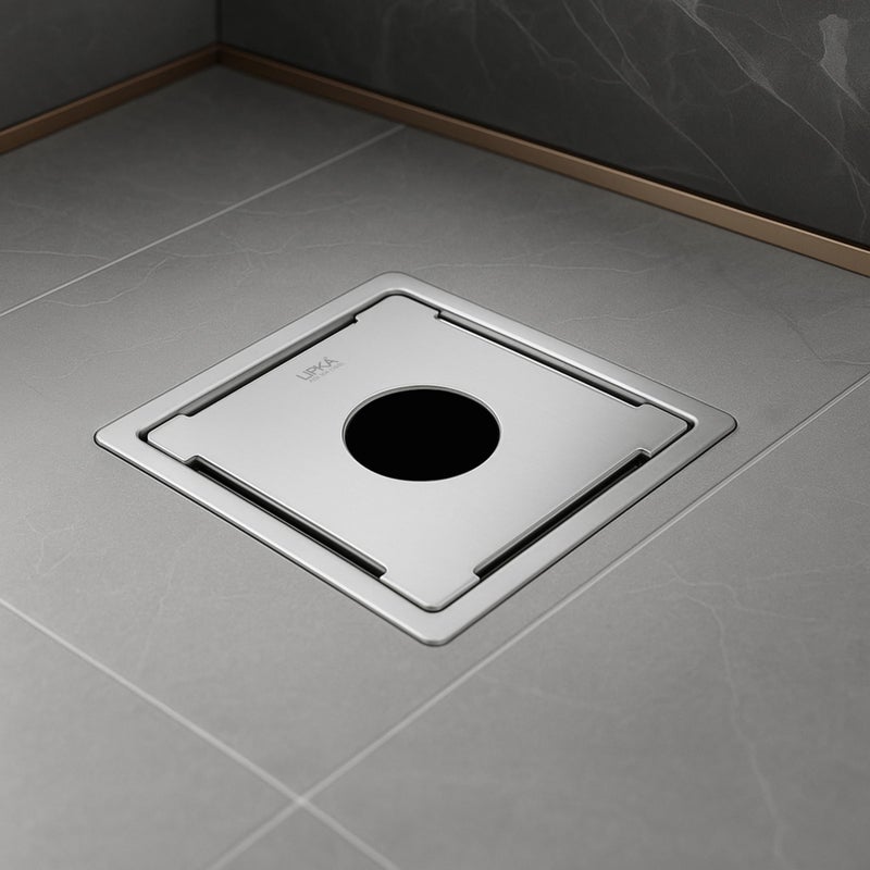 LIPKA Beta Deluxe Square Flat Cut Floor Drain|Premium Stainless Steel |6 x 6 Inches|with Hole| - Image 5