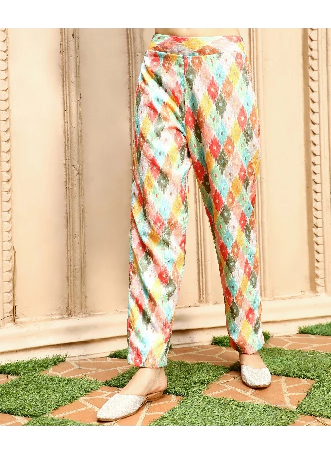 QISSA Women's Multicolour Geometric Pantsuit