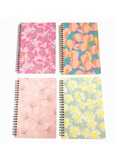 Y&D 4 Pack A5 Spiral Notebook Journal,Wirebound Ruled Sketch Book Notepad Diary Memo Planner, Size (8.3X5.7") & 80 Sheets (Leaf Flower)  - Image 2