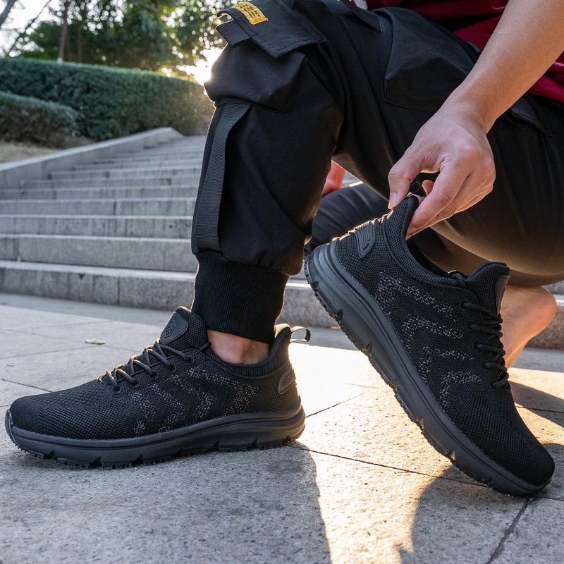 LARNMERN Mens Non Slip Work Shoes Water Resistant Walking Sneakers Zapatos Trabajo Waterproof Food Service Comfortable Chef Kitchenï¼ˆSilver Silk Blackï¼Œ10ï¼‰ - Image 3