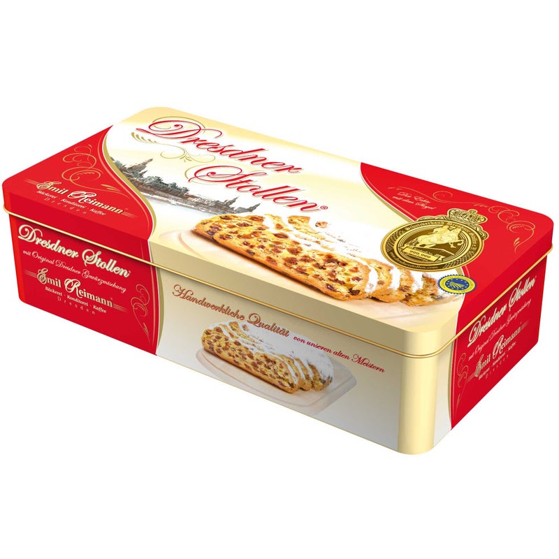 Emil Reimann Original Dresdner Stollen in Collectible Holiday Tin Imported from Germany 750g - Image 1