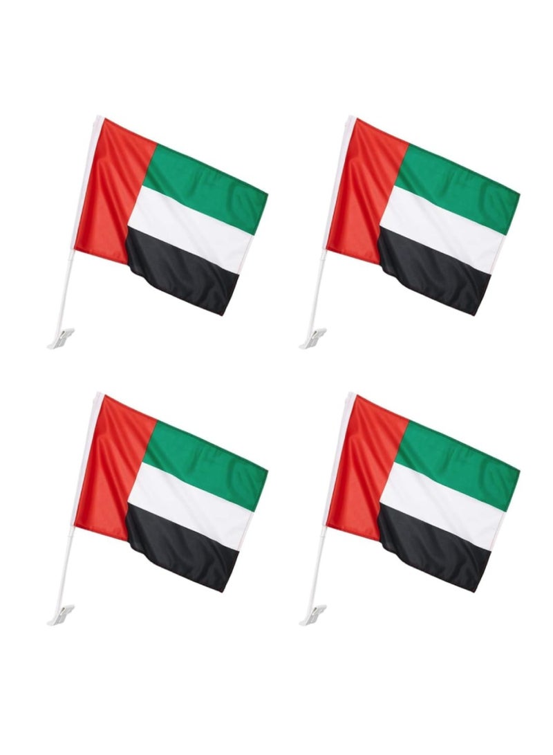 Yuwell 4 Pcs UAE Car Window Flag For UAE National Day Flag Day Celebration 12X18 Inch - Image 1