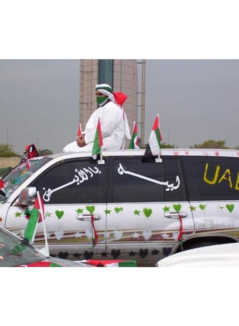 Yuwell 4 Pcs UAE Car Window Flag For UAE National Day Flag Day Celebration 12X18 Inch - Image 4