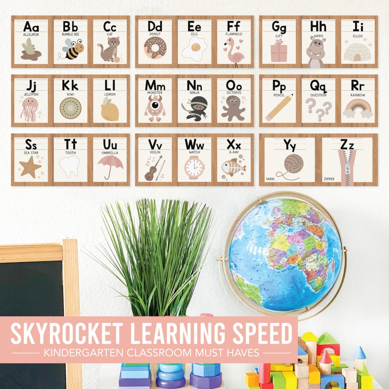 Hadley Designs Alphabet for Classroom Wall Decor - ABC Posters for Classroom Wall Chart Preschool & Kindergarten, ABC Letters & Number Line Elementary, Alphabet Cards, Boho Classroom Decor - Image 3