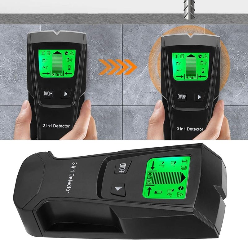 Aqxreight 3 In 1 Metal Wood AC Wire Detector With LCD Display And Sound Warning Black - Image 3