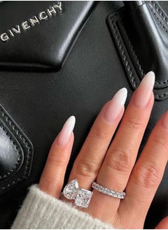 LAVEEN JEWELLERY 18k Gold Plated Two Stone Ring, 925 Sterling Silver with Crushed Ice 5A Cubic Zirconia Gemstone Fashion Jewelry for Women  - Image 2