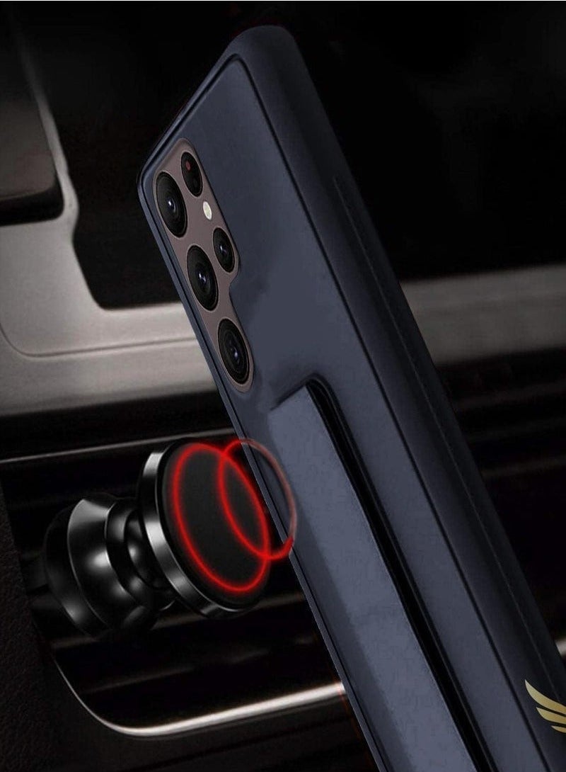 TIGER Samsung Galaxy S25 Ultra Case Cover | Vertical & Horizontal Hand Strap for Secure Grip | Magnetic Car Mount Compatible | Built-in Kickstand for Hands-Free Viewing | Shockproof & Scratch-Resistant | Slim & Lightweight Protective Cover | Durable & Stylish Case for Samsung Galaxy S25 Ultra (6.9-inch) Midnight Blue - Image 3