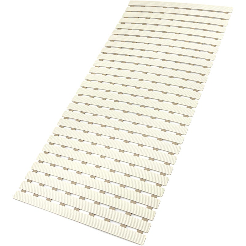 MBOSS Bath Tub Shower Mat Non Slip Bathtub Mats for Bathroom Shower Floor Mat Bath Mats for Shower Tub Anti Slip Shower Mat with Drain Hole and Large Suction Cups Ivory White 375 X 157 Inch
